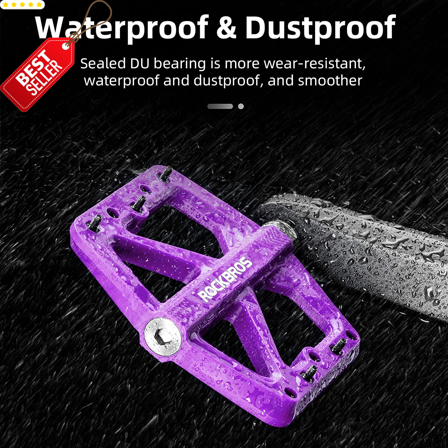 MTB Bike Pedals 9/16 Lightweight Nylon Flat Platform DU Bearing BMX Road – US