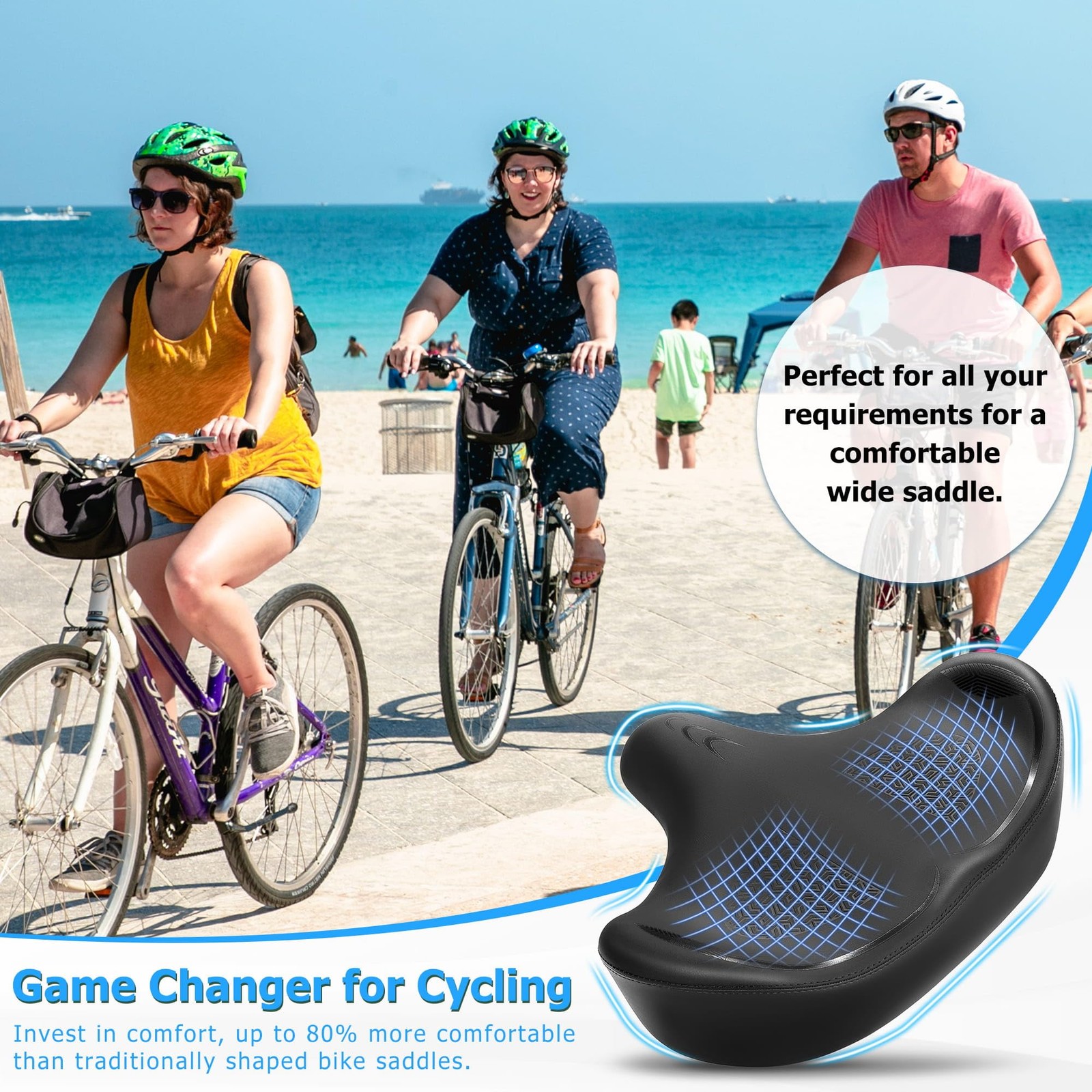 CDYWD Oversized Bike Seat for Men & Women Comfort, Extra Wide Bicycle Seat Cu…