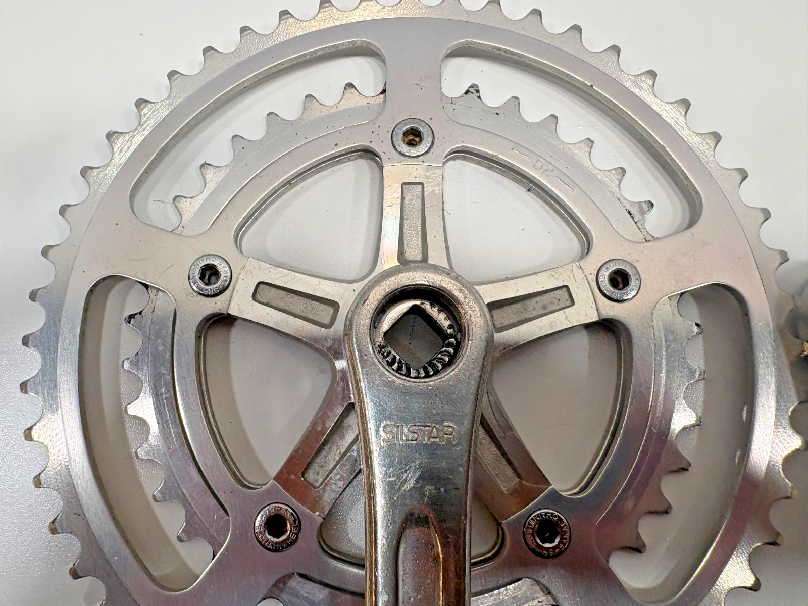 Vintage SR Sakae Silstar 170mm 52/40 Silver Aluminum Road Bike Double Crankset