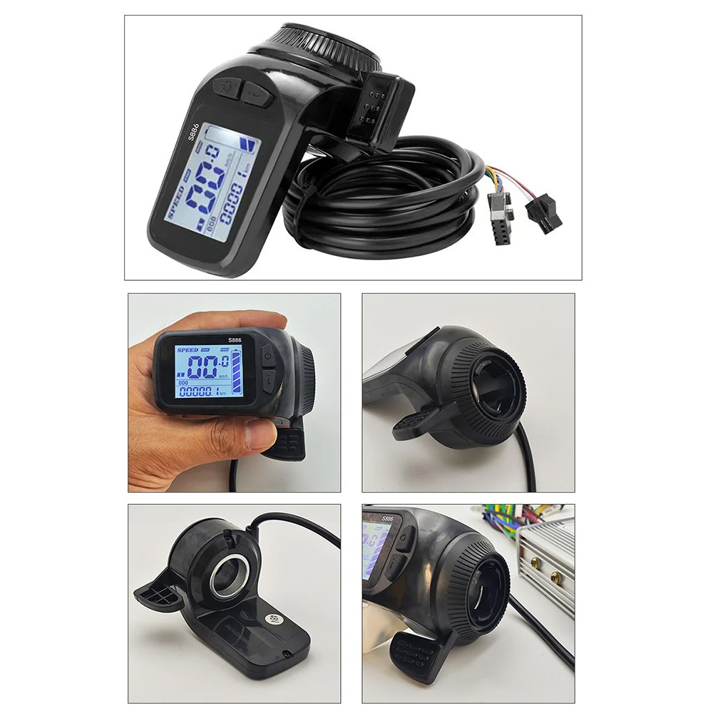 E-Bike Controller 250W-350W 24V/36V/48V/60V S886 Display Thumb Throttle SUK