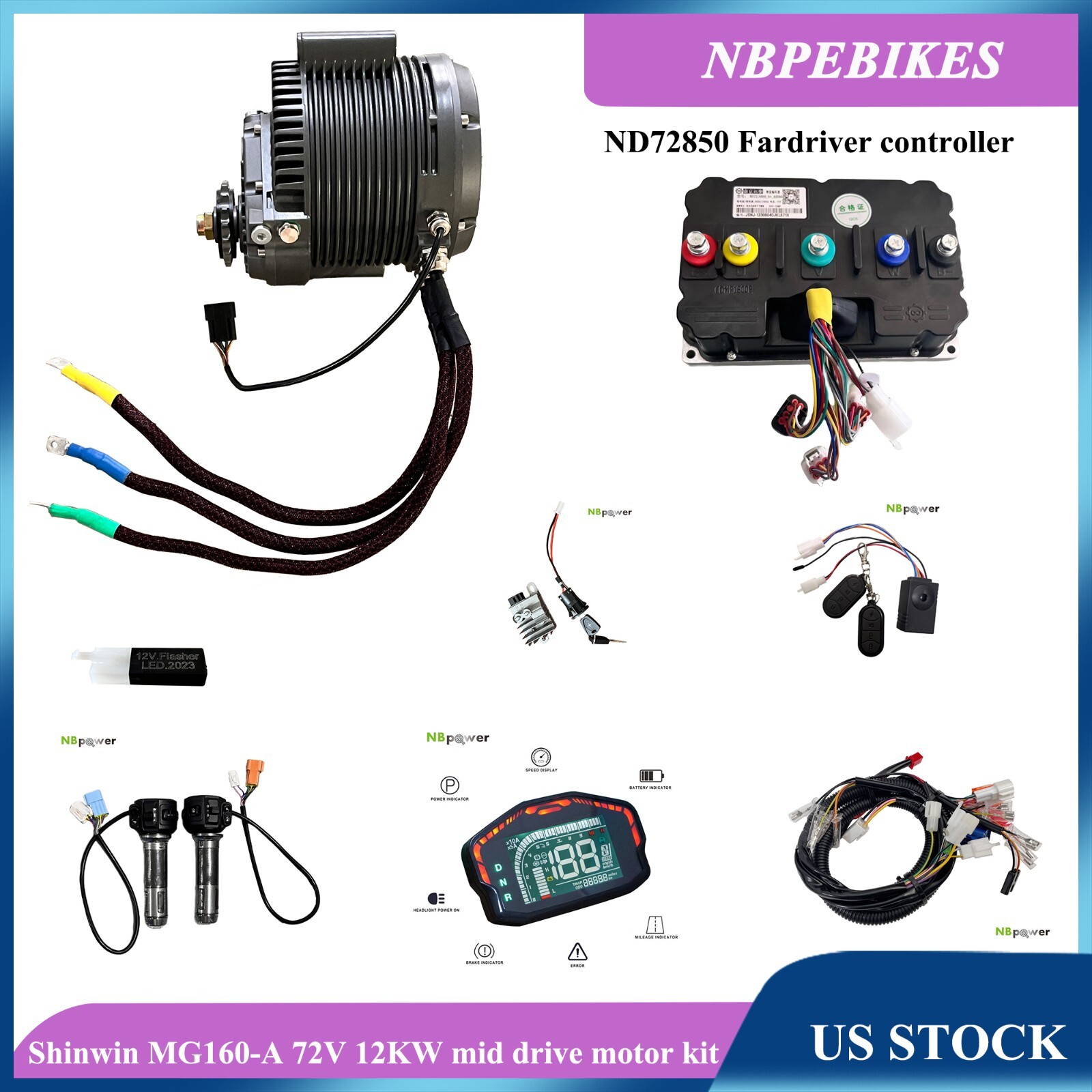 Shinwin MG160-A 72V 12KW 1:2.5 Gear Reduction mid drive motor kit(ND72850)