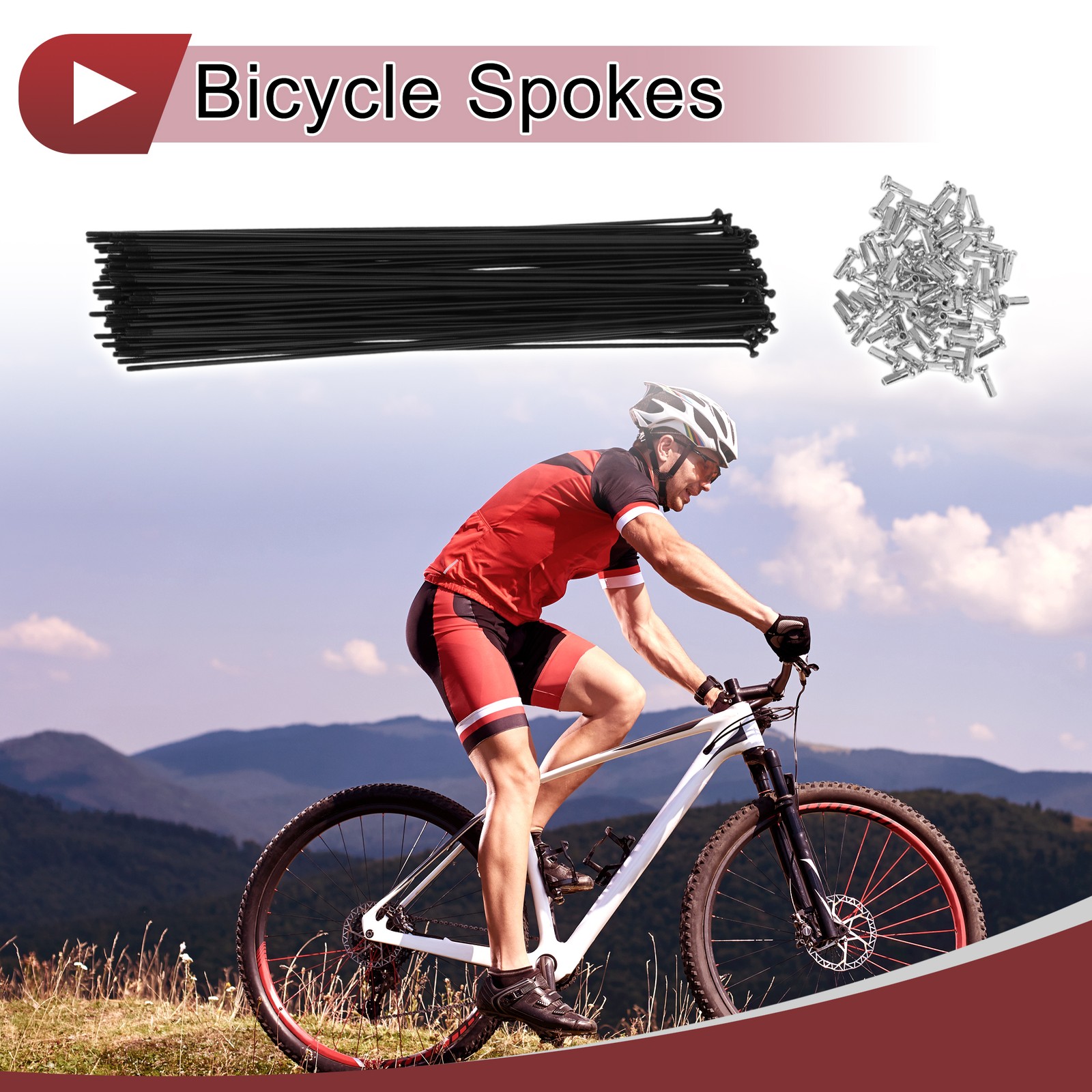 72 Set 14G Bicycle Spoke 255mm Bike Wheel Spoke Carbon Steel Black
