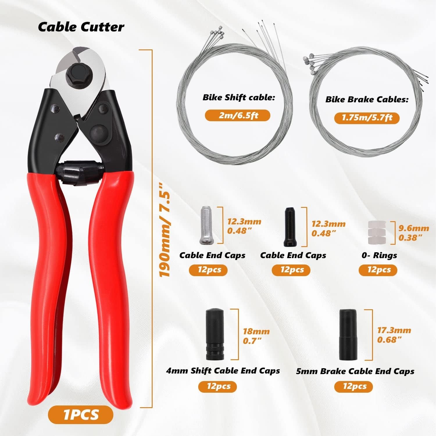 Universal 73PCS Bicycle Brake Cable Set with Lightweight Cutter & Durable Caps