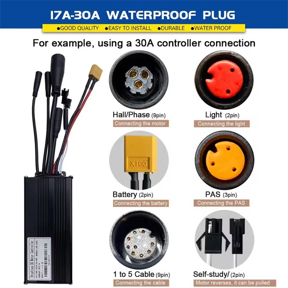 E-bike 17A 26A 30A 3-Mode Sine Wave Controller 36V 48V 250W-1000W w/ Display Set