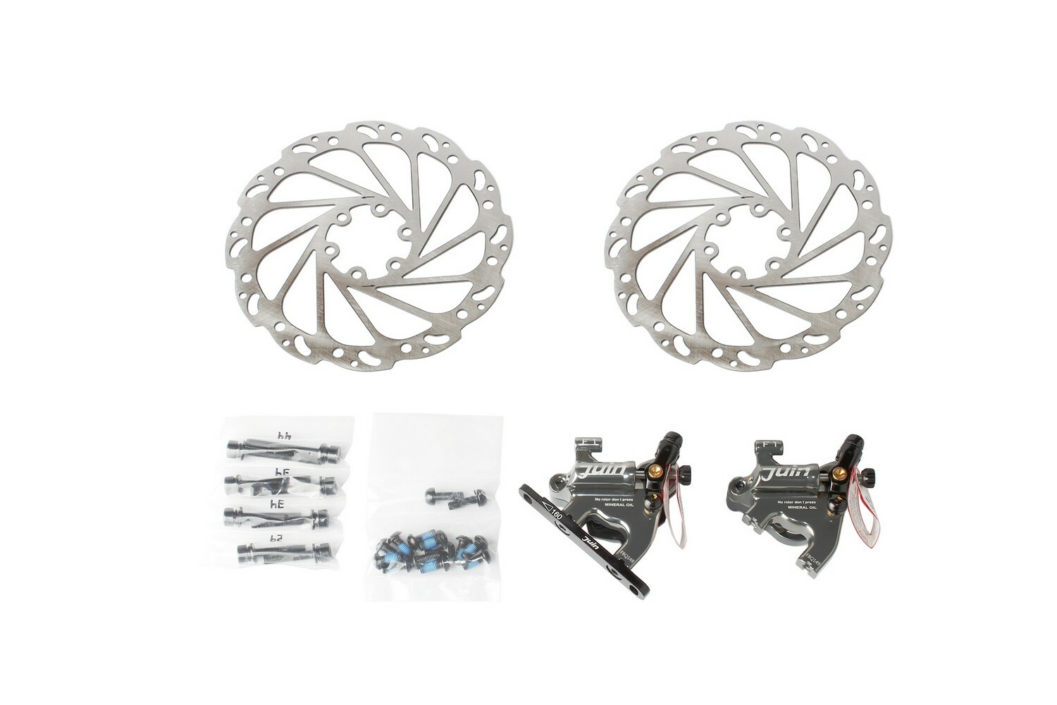 Juin Tech F1 Road Bike Hydraulic Disc Brake Calipers Pair Flat Mount Gray