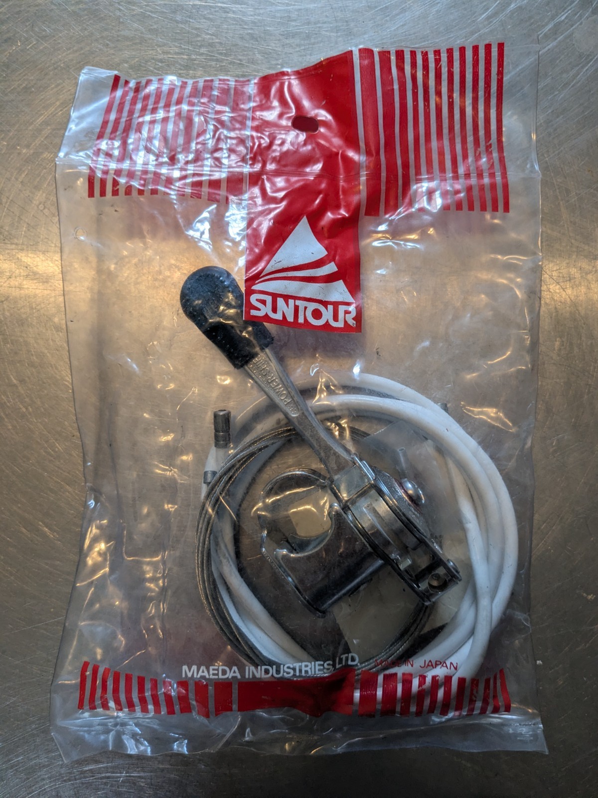 NOS Suntour Power Ratchet single-sided stem shifter set with cable and housing