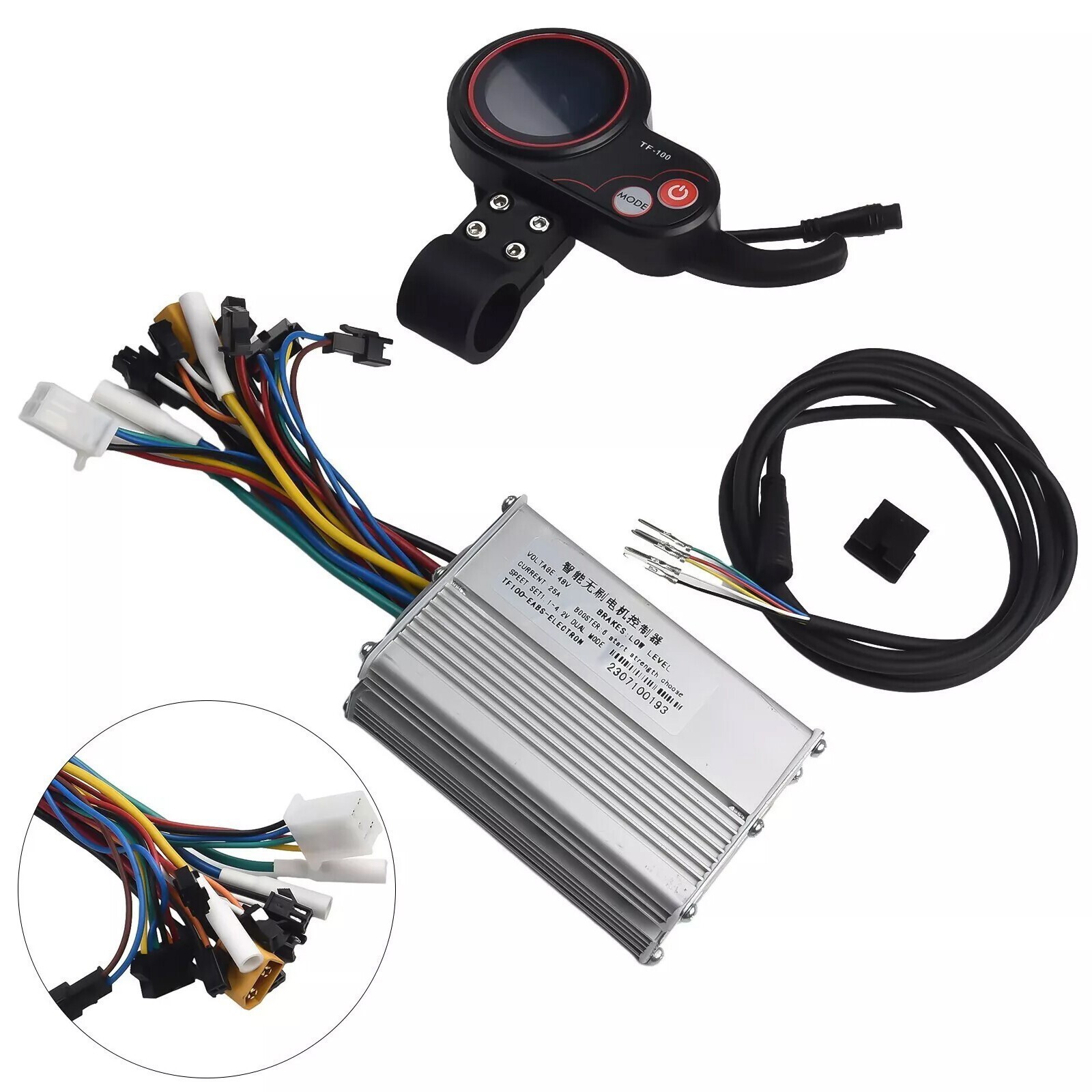 1200W 48V-25A Brushless Motor Controller + LCD Display + 6 Pin Cable For Scooter