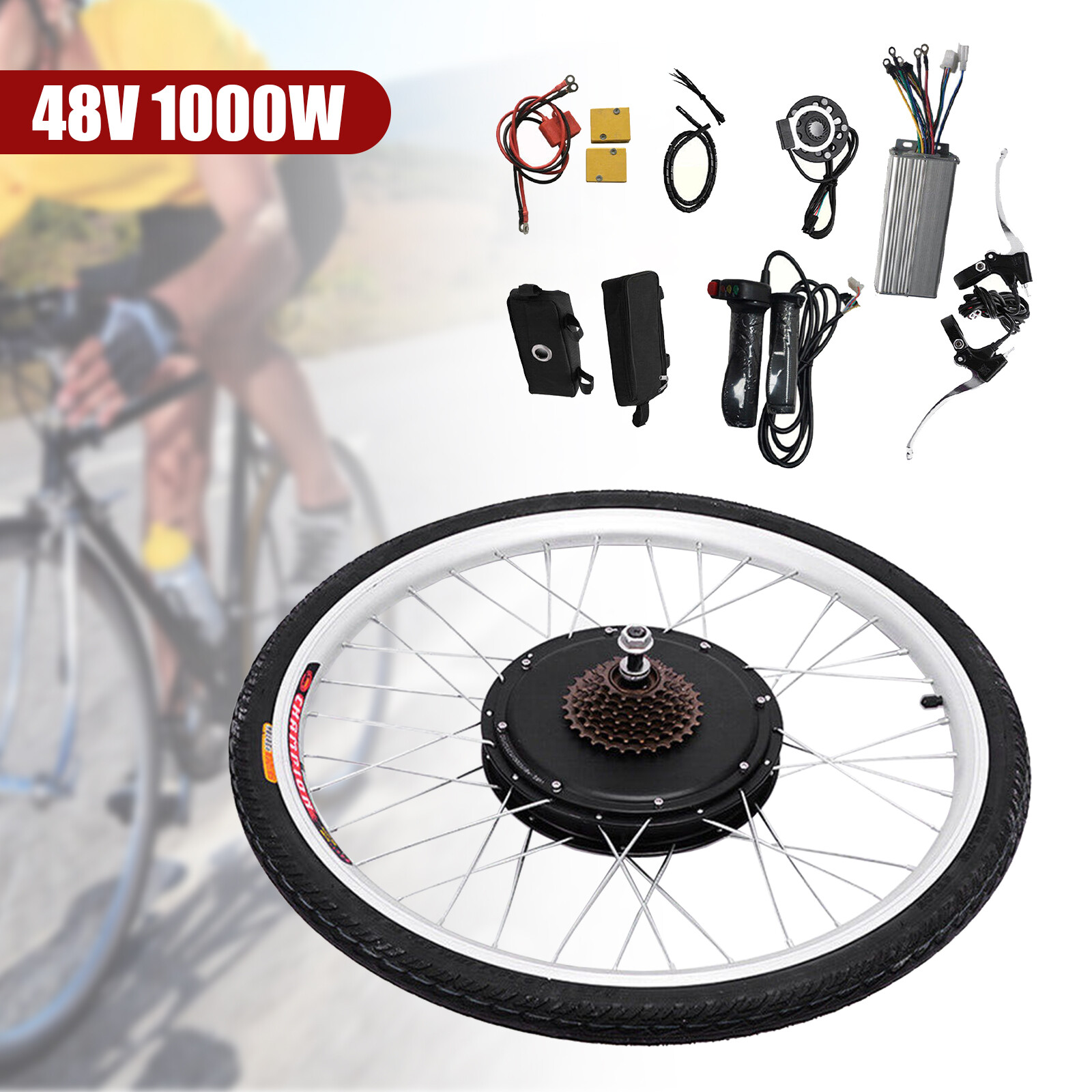 1000W 48V 26» Electric Bicycle Conversion Kit DIY E-Bike Rear Wheel Hub Motor