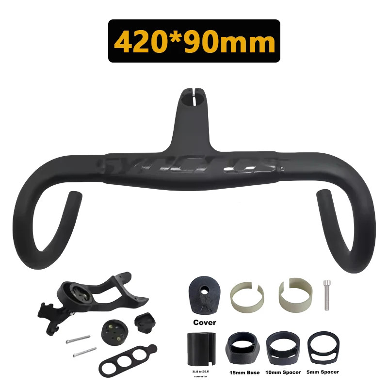 Road Bicycle Carbon Handelbar and Stem 28.6/31.8mm 390-430mm Width Bent Bar