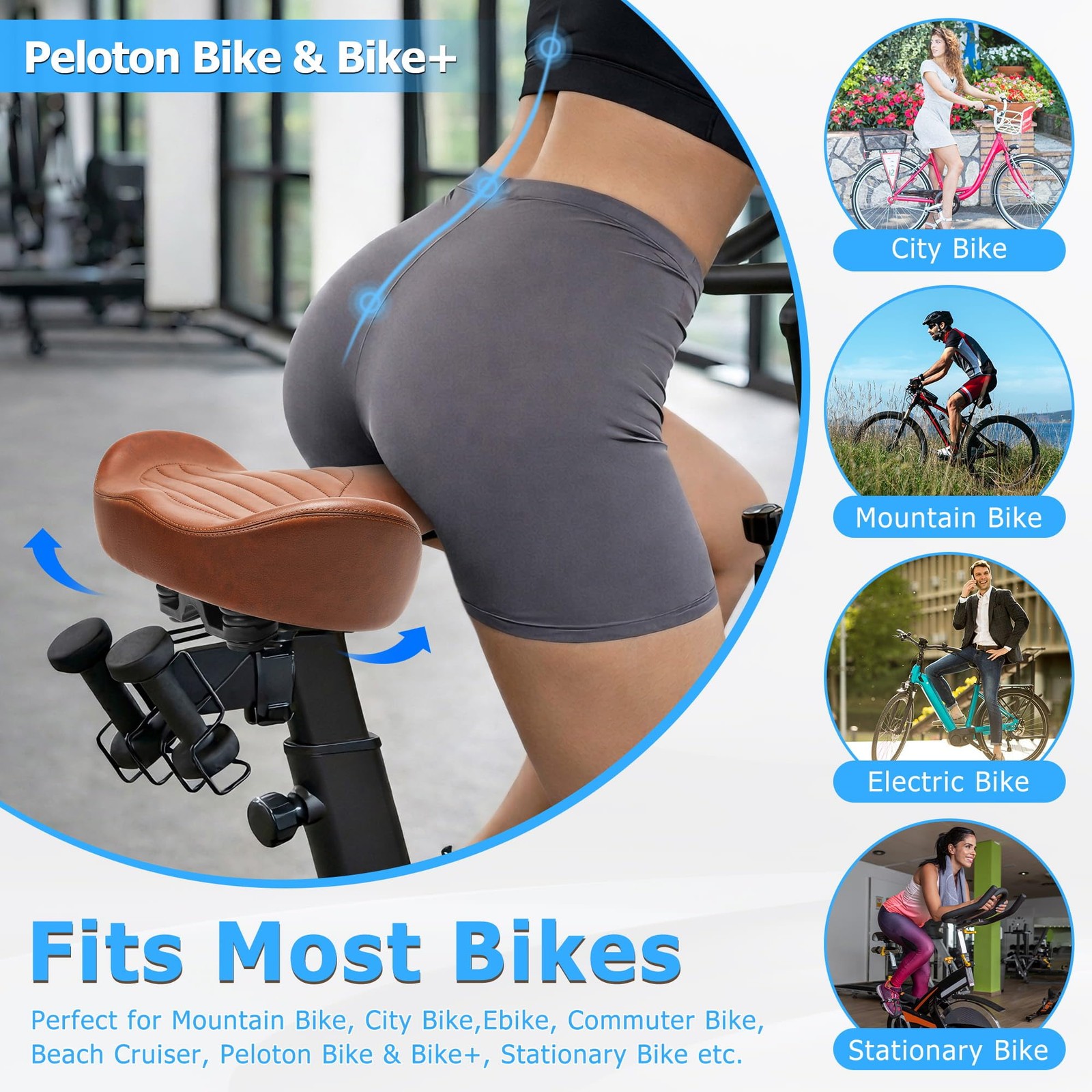 CDYWD Oversized Bike Seat for Men & Women Comfort, Extra Wide Bicycle Seat Cu…