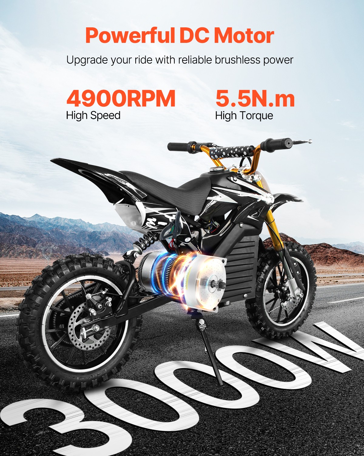 VEVOR 3000W Electric Brushless DC Motor Kit 72V 4900rpm Motor with Controller
