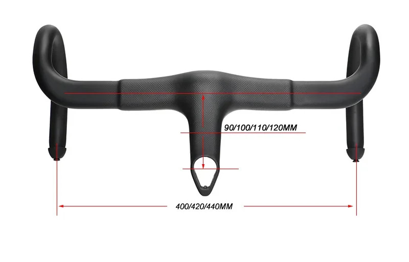 Carbon Integrated Road Bicycle Handlebar Width 400-440mm Stem 90-120mm