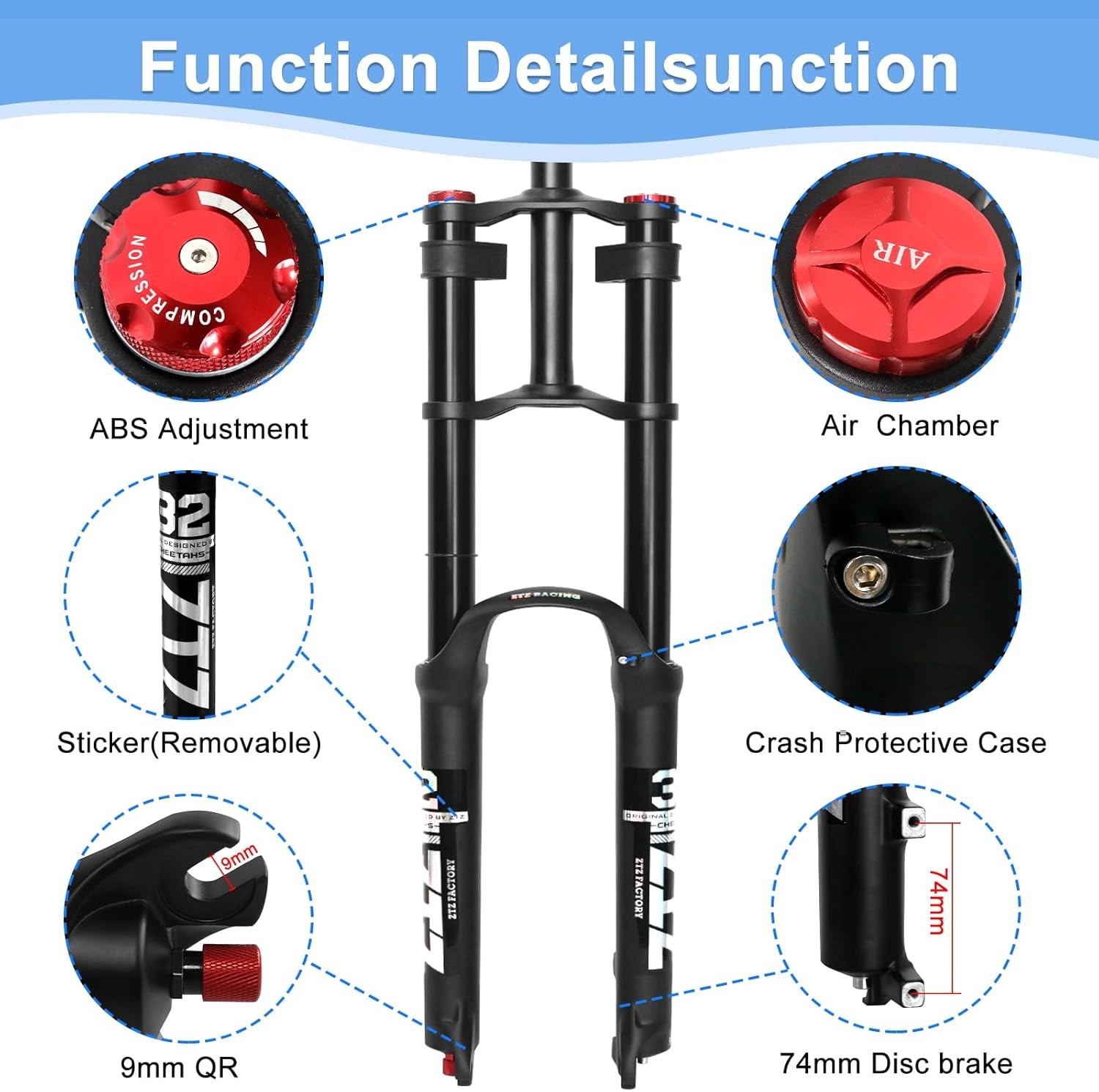26/27.5/29 inch Mountain Bike Air Suspension Fork,180mm Travel,QR 9mm, for XC/AM