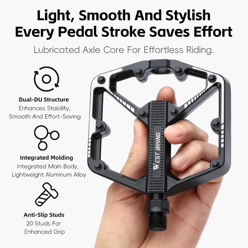 WEST BIKING Widened Cycling Pedals Ultralight DU Sealed Bearing Bicycle Pedals