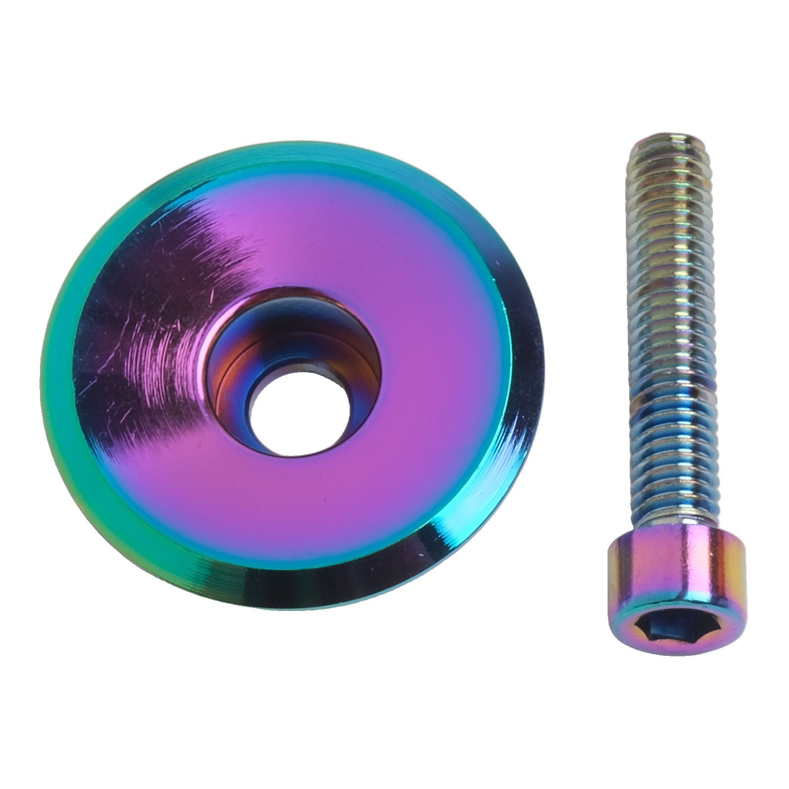 Lightweight Multicolor Oil Slick Headset Stem Cap Replacement Top Cover