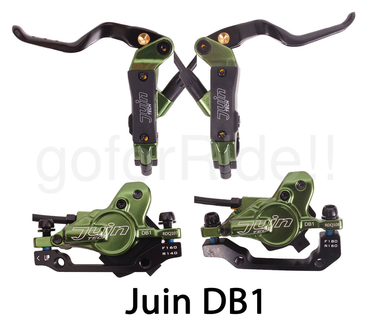 Juin Tech DB1 MTB Mountain Bike Bicycle Disc Brake Set Black/Red ..+160mm Rotors