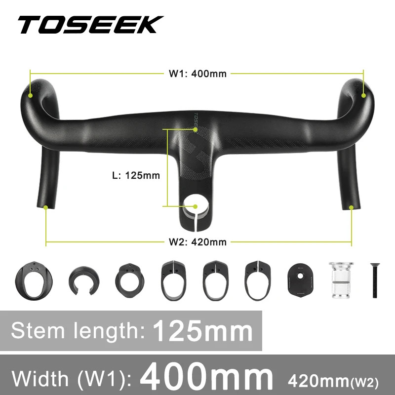 Carbon Road Bicycle Handlebars Integrated Full Internal Routing Di2 Drop Bar