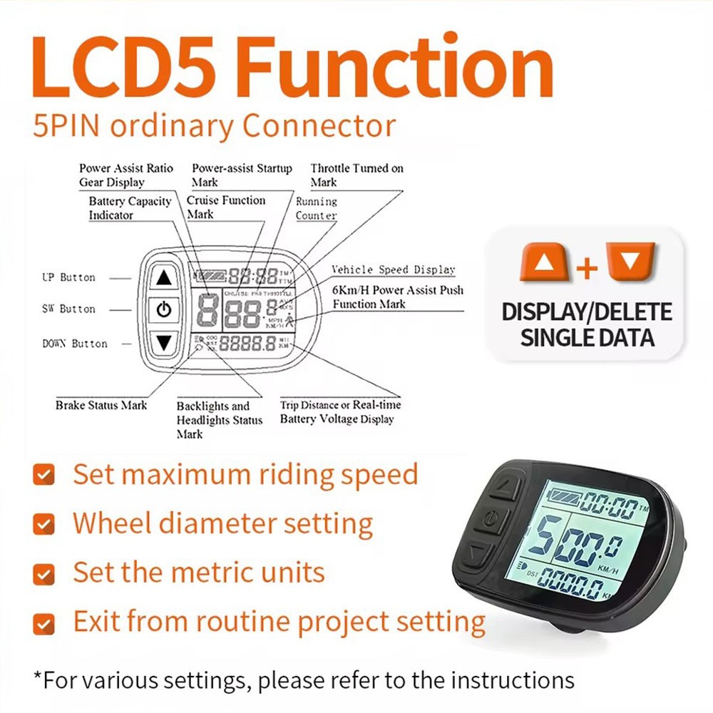 E-bike 36V-52V 35A Sine Wave Controller For 1000W 1500W Motor with KT Display