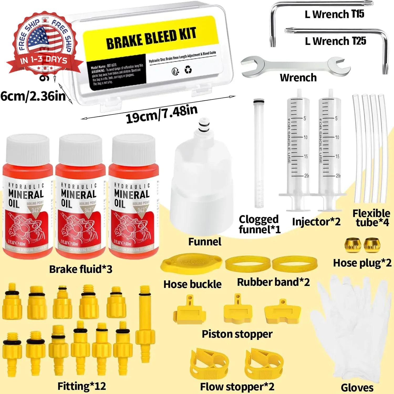 Brake Bleed Kit for Shimano, TEKTRO, TRP Hydraulic Disc Brakes, Brake Fluid Blee