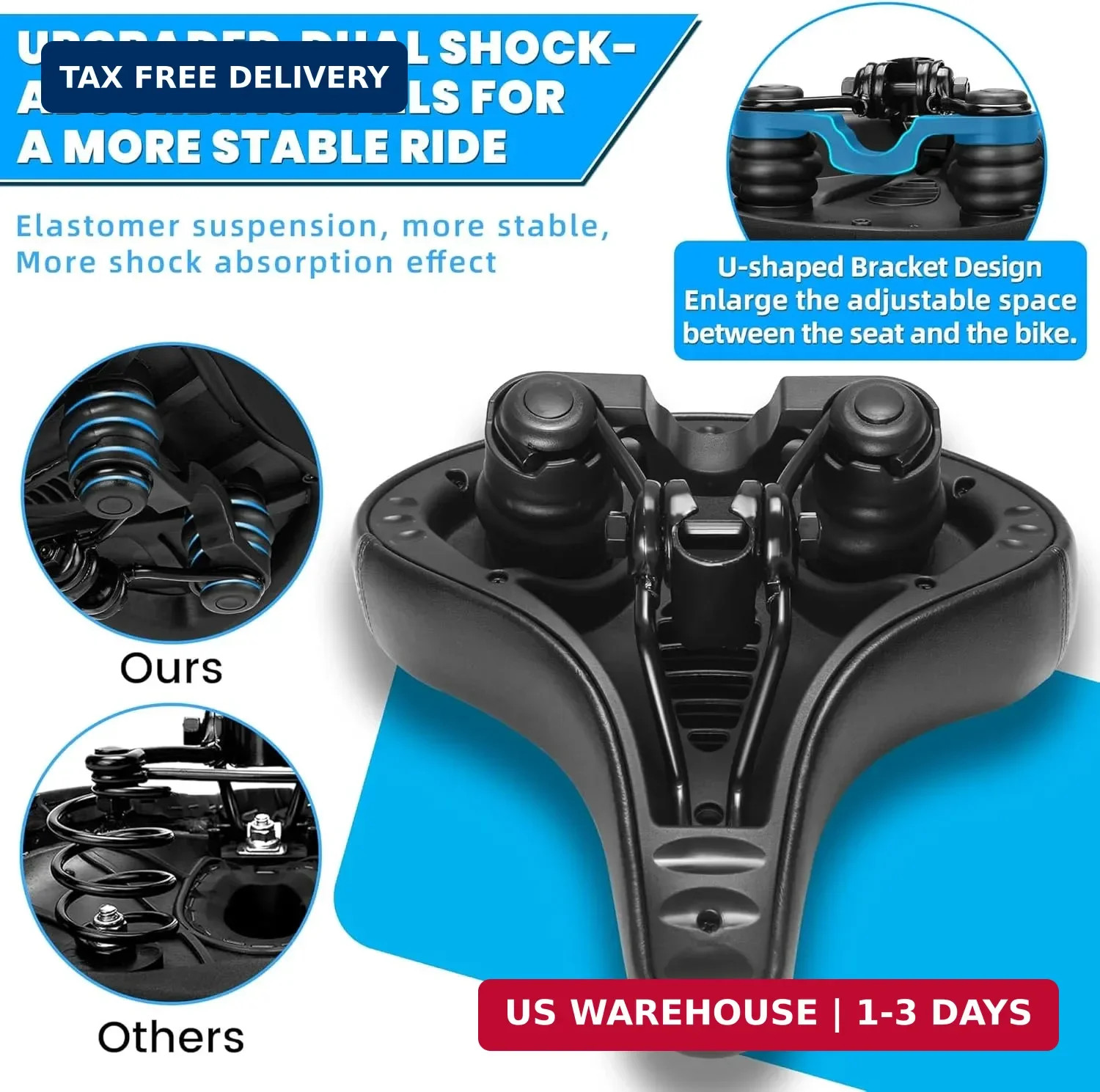 Wide Bike Seat for Men Women Comfort, Large Soft Padded Bicycle Seat Cushi