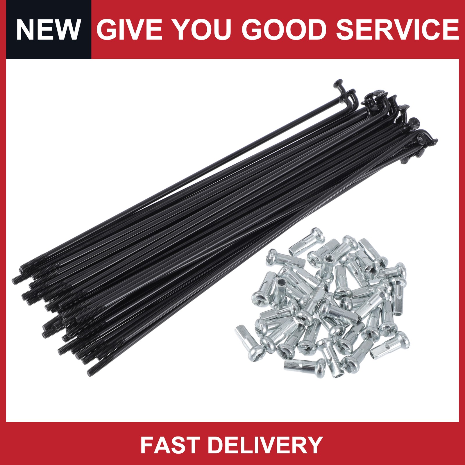 1Set 13G 133mm Length Bicycle Spokes Nipple 45 Steel Black Universal New