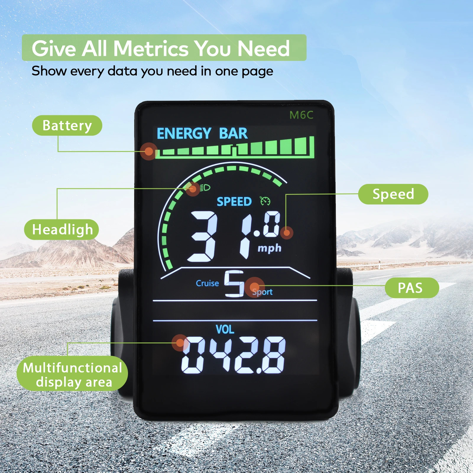 UART2 Electric Bike Computer Wired Speedometer Waterproof Bicycle Computer