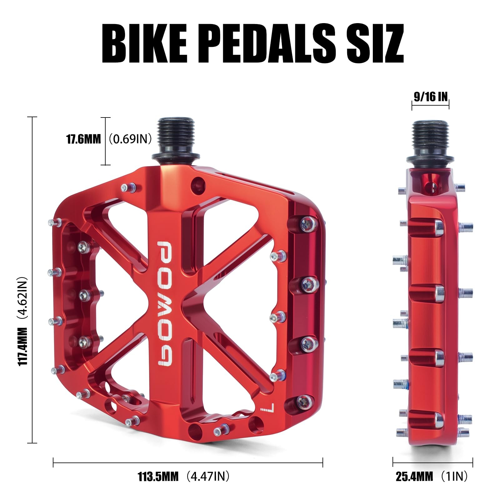BOWOD Red MTB Bike Pedals Adult Aluminum Alloy Grippy Flat