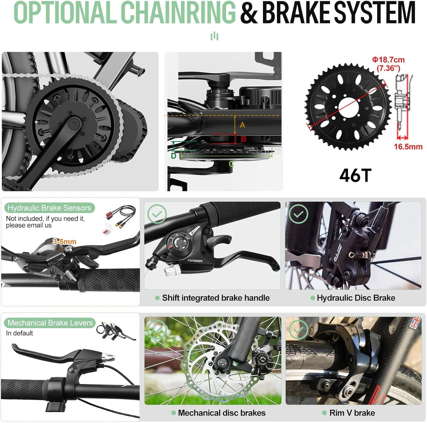 52V1000W Bafang BBSHD Mid Motor Kit BBS03 Electric Bike Conversion Kits 68-73mm
