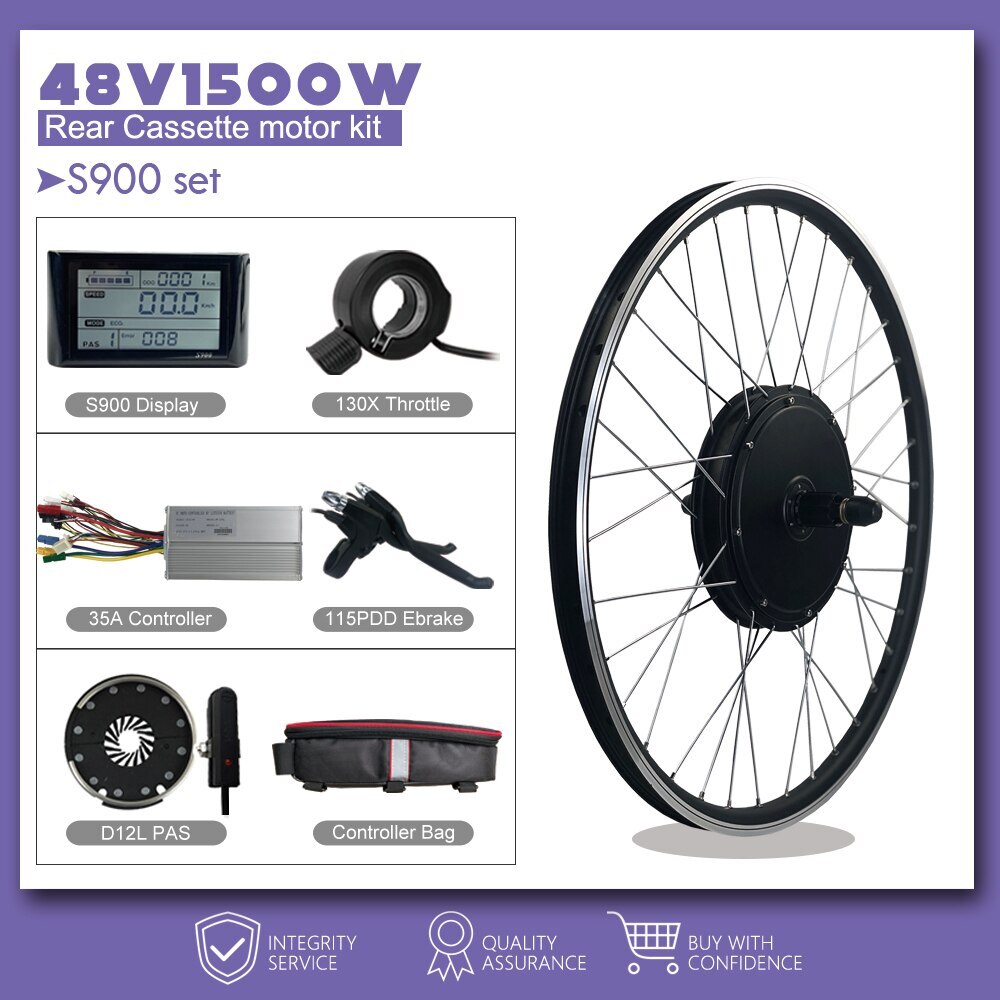 48V 1500W Electric Bicycle Conversion Kit Rear Cassette Wheel Hub Motor