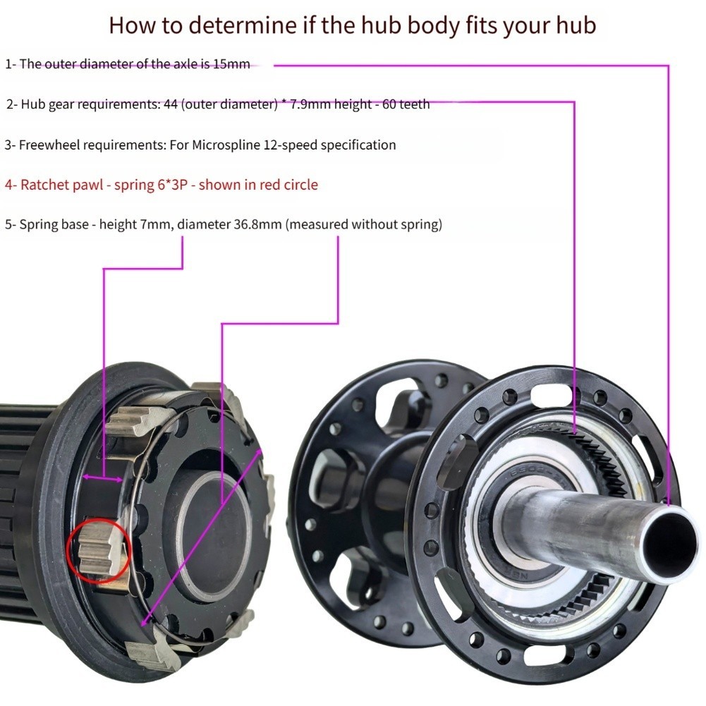 For MicroSpline 12-speed Freehub Body For Bicycle Upgrade Sealed Bearings