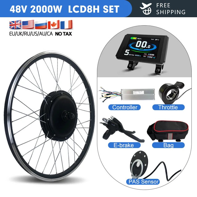 48V 2000W MTB Electric Bicycle Conversion Kit Front Hub Motor Wheel 20-29in 700c