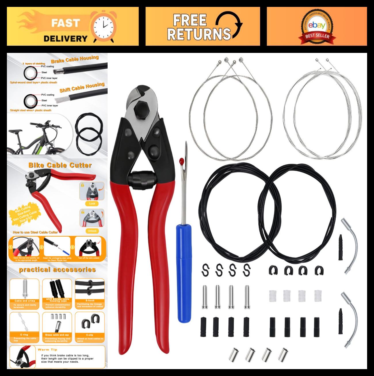 Universal Stainless Steel Wire Cutter Kit for Bike Brake & Shifter Cables – MTB/