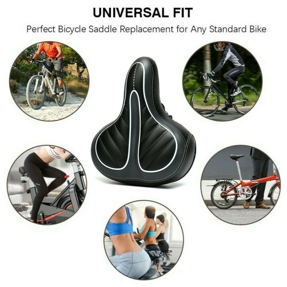 Comfort Extra Wide Big Bum Bike Bicycle Seat Saddle Gel Soft Pad Sporty Cycling