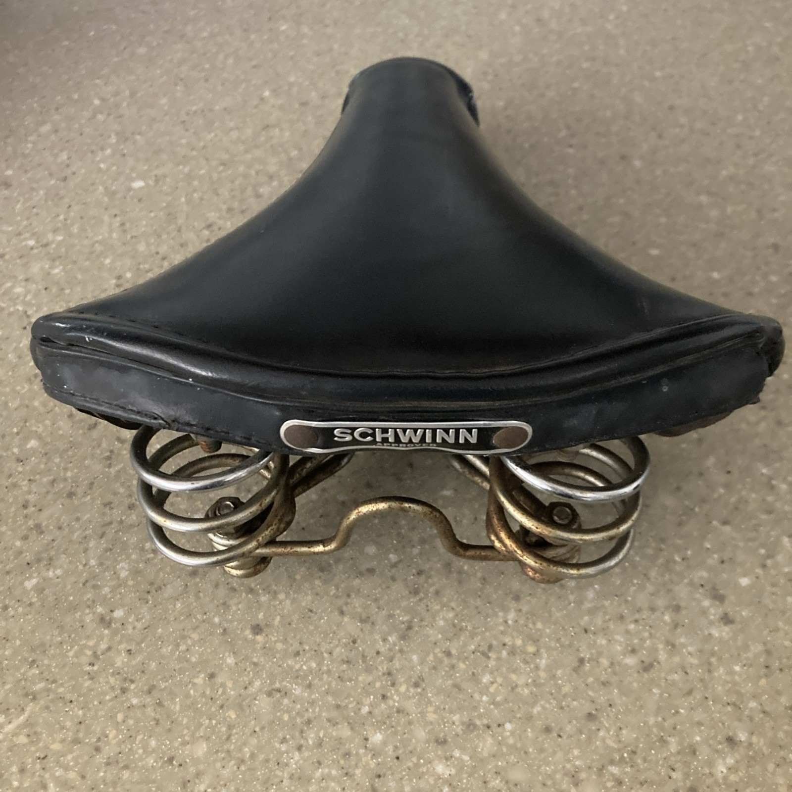 Original Vintage Schwinn Approved Saddle Mattress Seat Riveted 60’-70 Run-a-bout