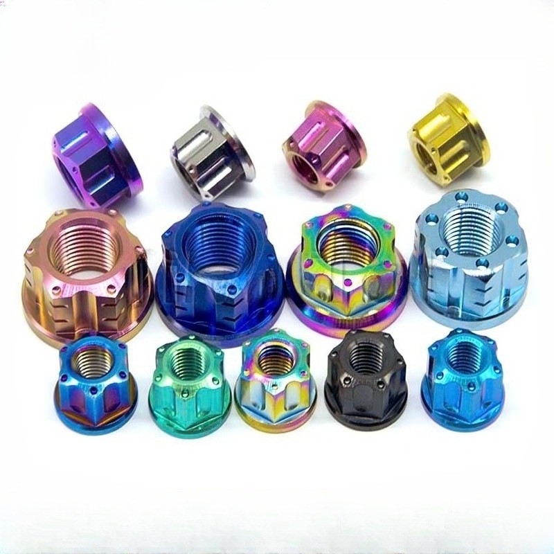4pcs Titanium Nut M6 M8 M10 M12 M14 M16 Flange Fancy Nuts for Bike Motoycycle