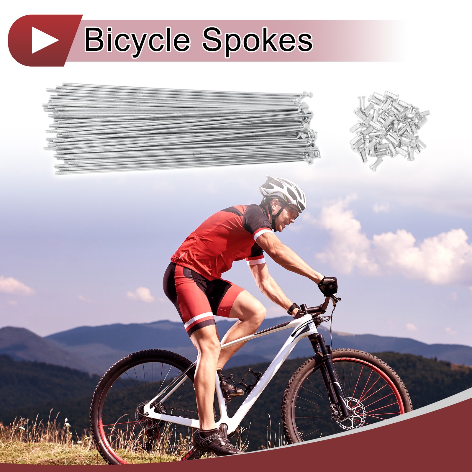 48 Set 10G Bicycle Spokes 255mm Bike Wheel Spokes Carbon Steel Galvanized