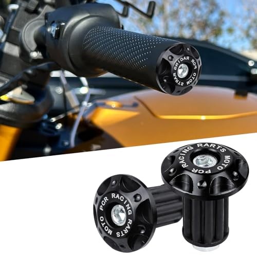 2PCS Motorcycle Bar End Plugs, Aluminum Bar Ends Replacement, Bike Black