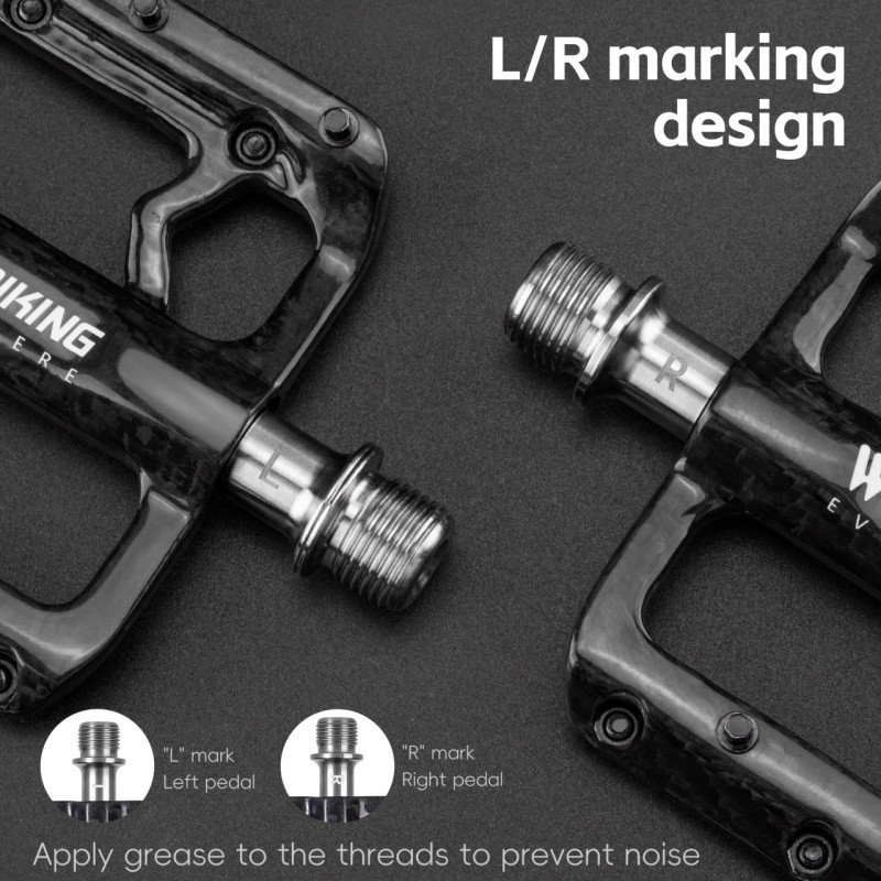 West Biking 3 Bearings Carbon Fibre Titanium Axle Bicycle Pedals Black 180g