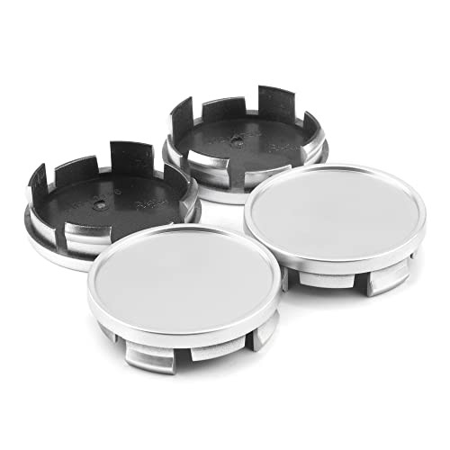 4Pcs 63mm(2.48inch) Wheel Center Caps for 63mm Outer, 59mm Inner, Silver Silver