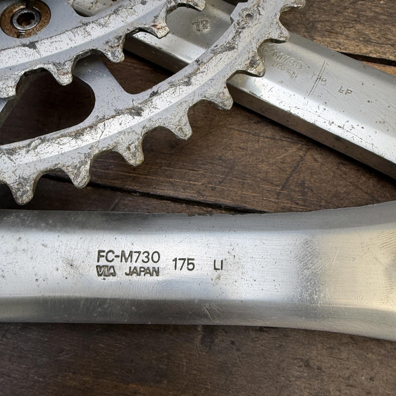 Vintage Shimano Deore XT FC-M730 Crankset 175mm 110 BCD Triple Biopace MTB Japan