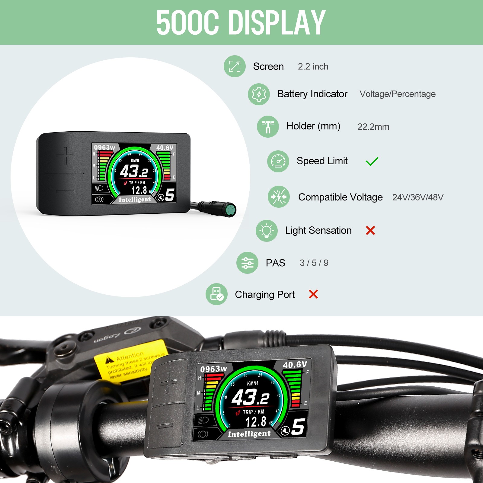 Ebike Display for BAFANG Mid Drive Motor UART Protocol Bicycle