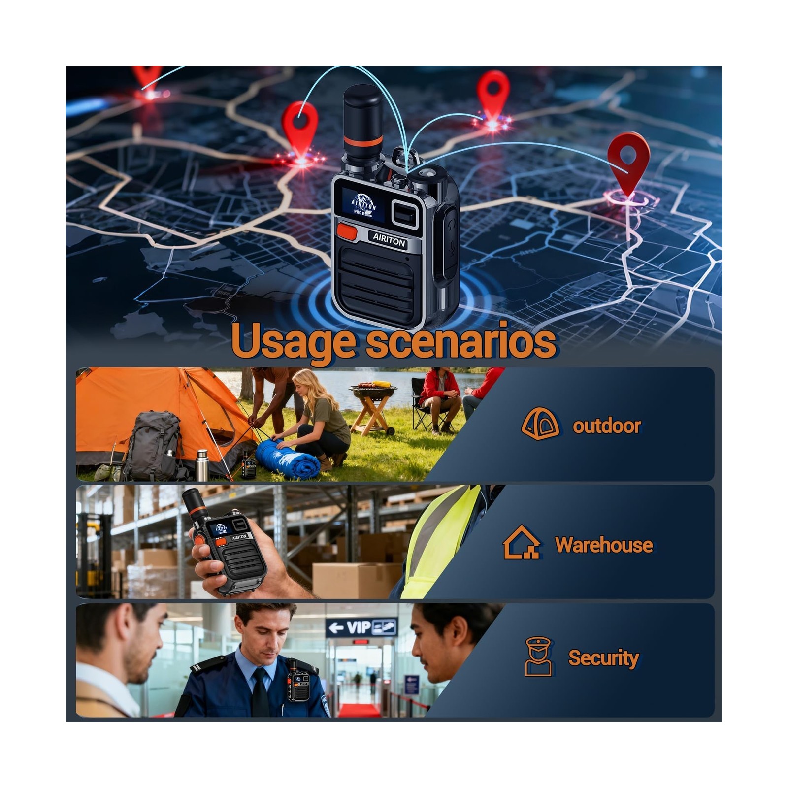 Airiton Long Range Walkie Talkies – 200 Channel LTE Radio
