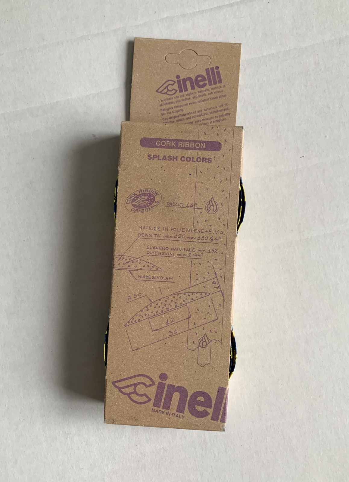 Cinelli Cork Ribbon Splash Color Bar Tape – Blue / Yellow
