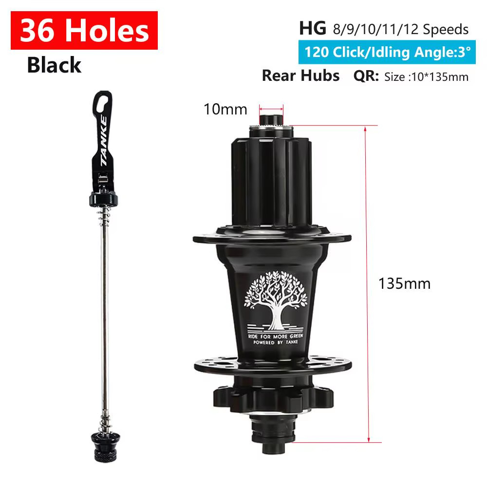 120 Click Hub 6 Bearing MTB Mountain Bike Front Rear Thru HG 28 32 36 Holes Disc