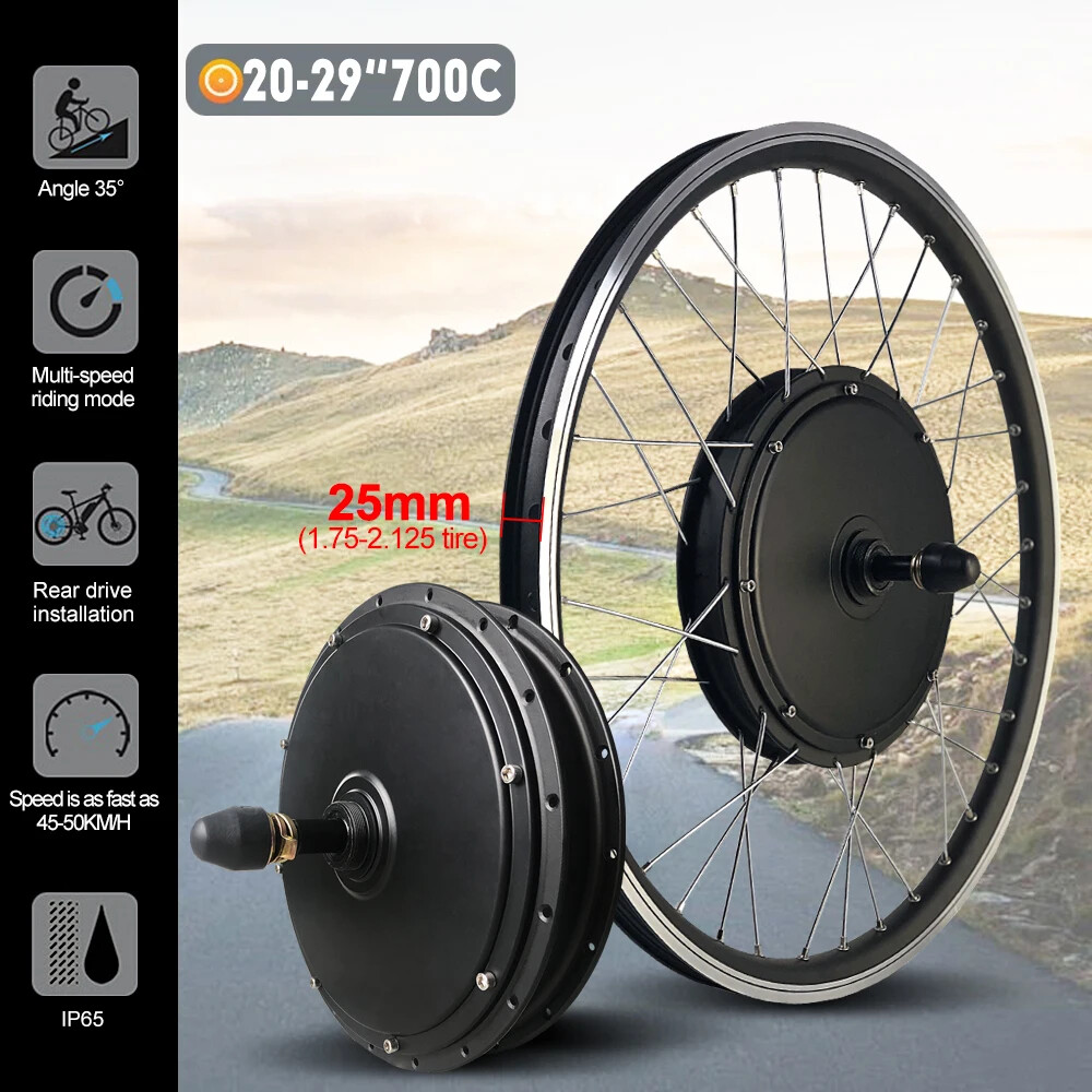 48V 1500W Mountain Electric Bike Conversion Kit Rear Rotate Wheel Hub Motor