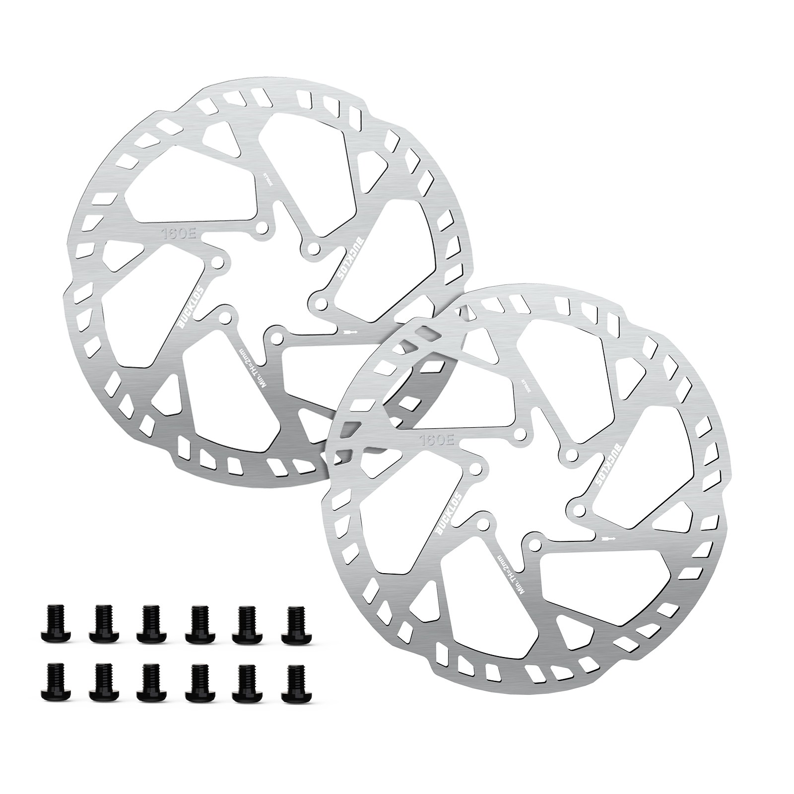 E-Bike Disc Brake Set Power Off Oil Brake Front/Rear 2-Pistons 2pc 160mm Rotor