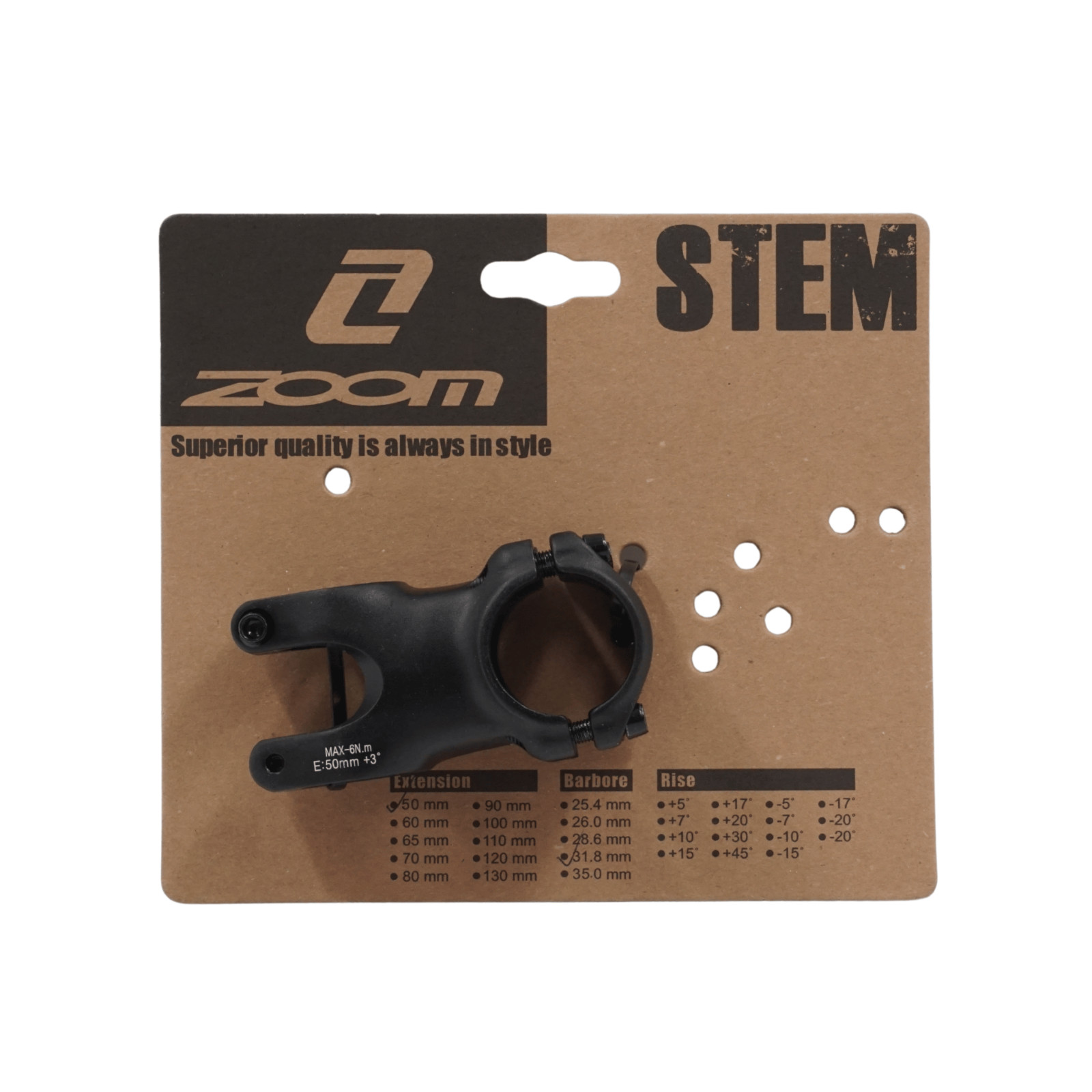 ZOOM TDS-D Alloy Threadless Stem 31.8mm 3 Degree Rise 40mm 50mm 60mm