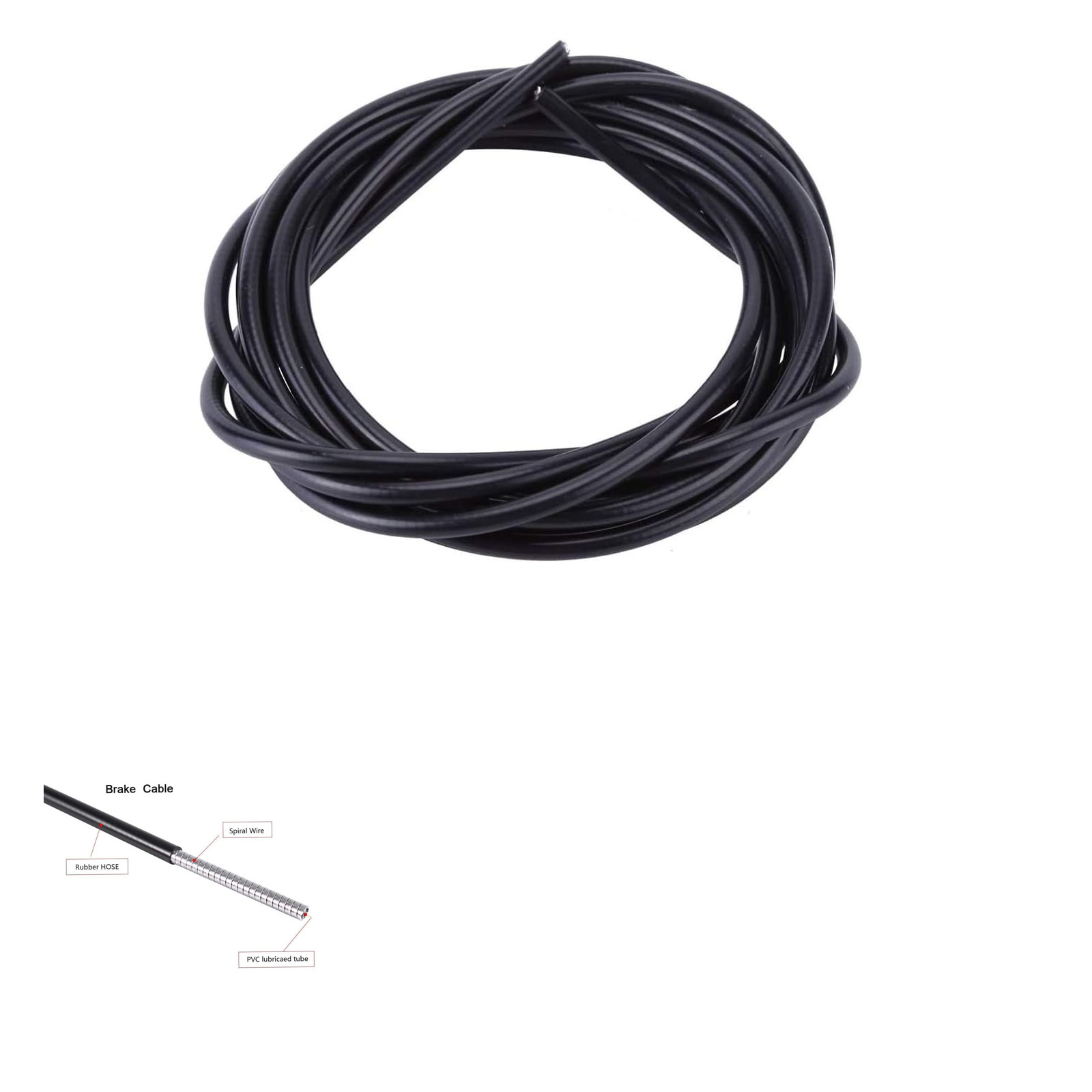 Bicycle Brake Cable Housing Rubber Outer Cover 3 Meters Black for Mountain Road