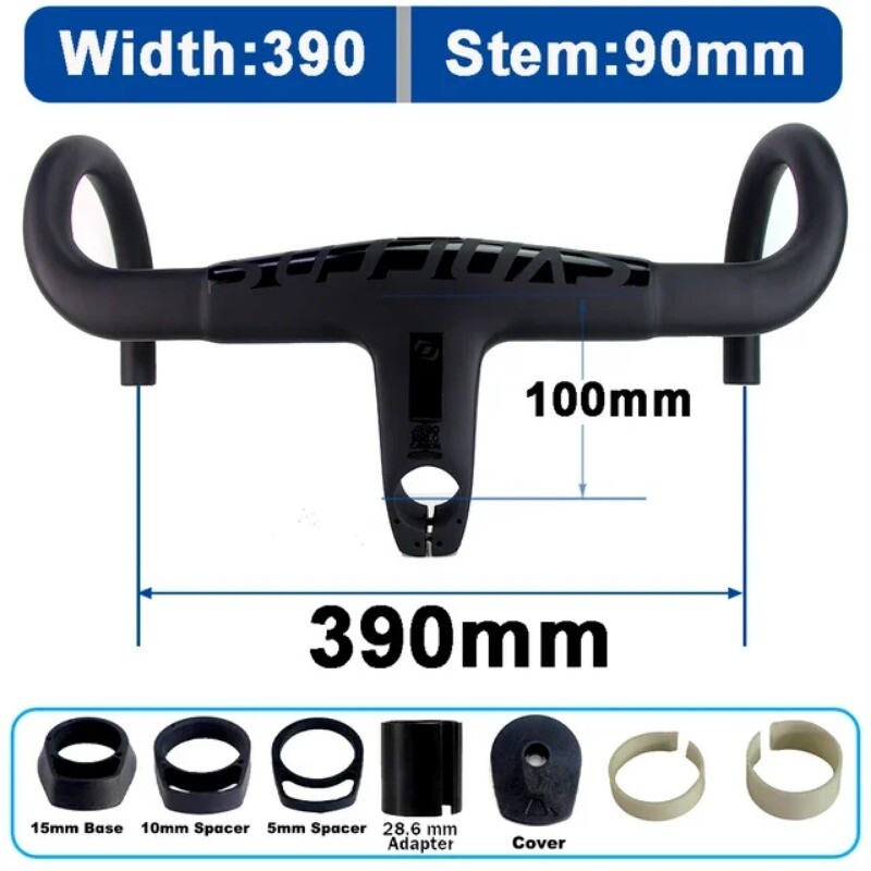 Carbon Fiber One-piece Handlebar with Stem Diameter 31.8/28.6mm Road Bike Parts