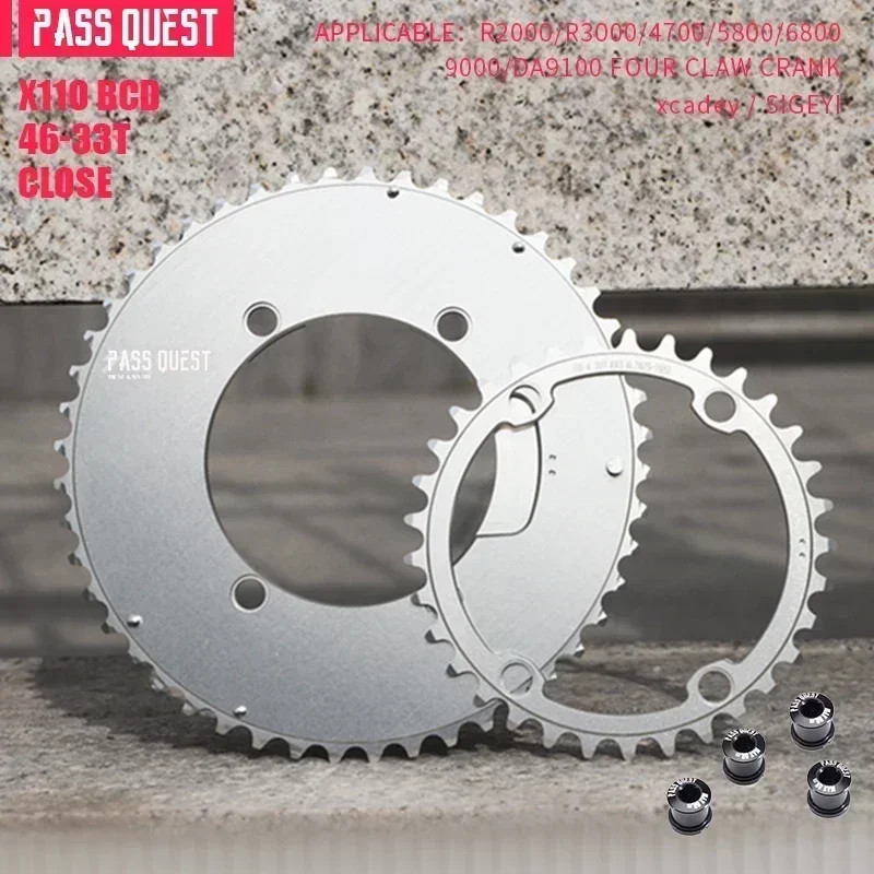 PASS QUEST 110 BCD Road Bike Chainring for Shimano 4700 5800 6800 9000 R2000